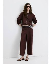 Mango - Straight Linen-Blend Trousers - Lyst