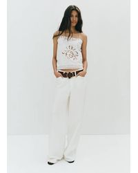 Mango - Embroidered Top With Openwork Details - Lyst