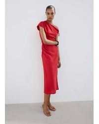Mango - Asymmetric Side Ruched Dress - Lyst