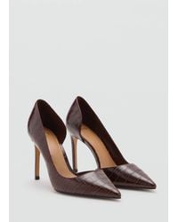Mango - Asymmetrical Croc-Effect Heeled Shoes - Lyst