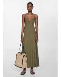Mango - Long Dress With Straps - Lyst