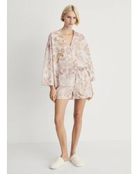 Mango - Pajama Shorts With Floral Detail Light/Pastel - Lyst