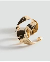 Mango - Embossed Semi-Hoop Earrings - Lyst