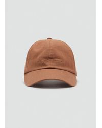 Mango - Linen-Blend Cap With Embroidered Message - Lyst