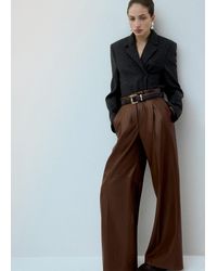 Mango - Wide-Leg Faux-Leather Trousers - Lyst