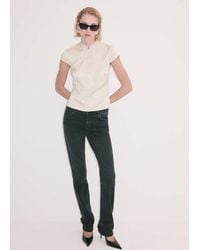 Mango - Short-Sleeved Blouse With Collar Detail - Lyst