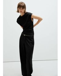 Mango - Top Asymétrique Drapé Noir - Lyst