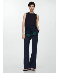 Mango - Knitted Top With Wide Straps Dark - Lyst