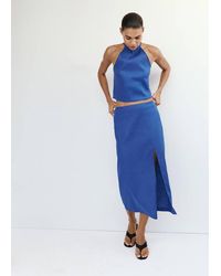 Mango - Linen Cotton Halter Top - Lyst