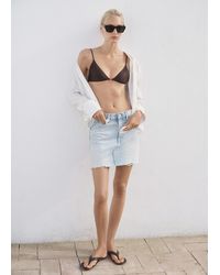 Mango - Jeans-Rock Mit Ausgefranstem Saum - Lyst