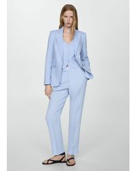 Mango - Blazer Suit 100% Linen Sky - Lyst