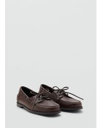 Mango - Scarpe Barca Pelle Marrone - Lyst
