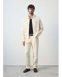 Mango - Slim Fit Lyocell Linen Jacket With Pockets - Lyst