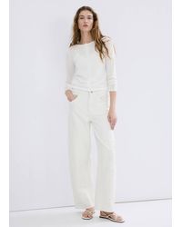 Mango - Wide Leg Jeans With Floral Embroidery - Lyst