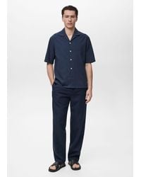 Mango - Shirt With Embroidered Bowling Collar - Lyst