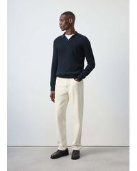 Mango - 100% Cotton Ribbed Knit Polo Shirt - Lyst