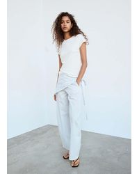 Mango - Straight-Leg Trousers With Detachable Scarf - Lyst