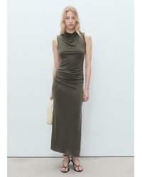 Mango - Modal-Kleid Mit Drapiertem Ausschnitt - Lyst