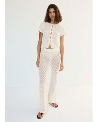 Mango - Crochet Trousers With Openings - Lyst
