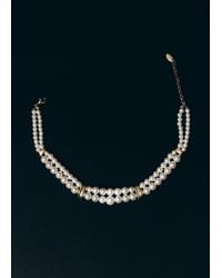 Mango - Collier Ras Du Cou Verre Combiné Blanc - Lyst