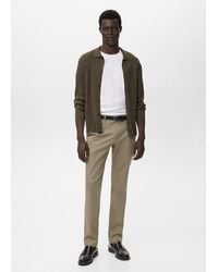 Mango - Cardigan Maglia A Coste Kaki - Lyst