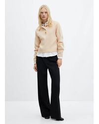Mango - Buttoned Collar Knit Sweater - Lyst