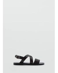 Mango - Cross-Strap Leather Sandals - Lyst