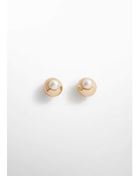 Mango - Spherical Pearl-detail Earrings - Lyst