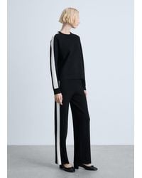 Mango - Knitted Trousers With Contrasting Stripes - Lyst