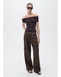 Mango - Linen Cargo Trousers - Lyst