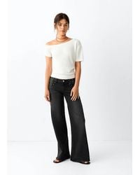 MANGO TEEN - Wide Leg Jeans With Stud Details - Lyst