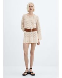 Mango - Flared-sleeve Crochet Dress - Lyst