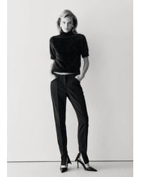 Mango - Pullover Maniche Corte Maglia Pelosa Nero - Lyst