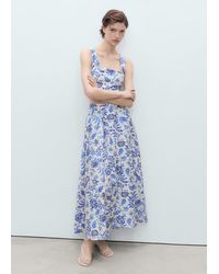 Mango - Long Floral Flared Skirt - Lyst