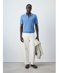 Mango - Fine Rib-Knit Polo Shirt - Lyst