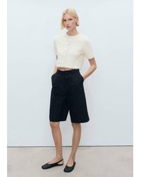 Mango - Knitted Cropped Cardigan - Lyst