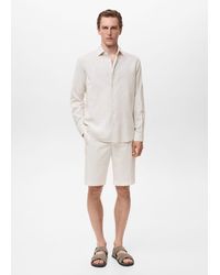 Mango - Camicia Lino Cotone Bianco Sporco - Lyst