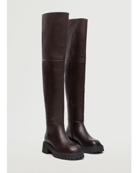 Mango Leather Boots With Track Sole Chocolate - Brown