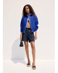 Mango - Mid-Rise Denim Bermuda Shorts With Pleats - Lyst