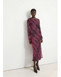 Mango - Animal Print Dress With Flared Sleeves - Lyst