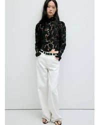 Mango - Guipure Lace Blouse With A Mao Collar - Lyst