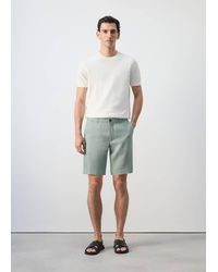 Mango - Slim-Fit 100% Linen Bermuda Shorts - Lyst