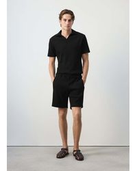 Mango - 100% Cotton Textured Bermuda Shorts - Lyst