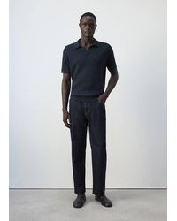 Mango - Rib-Knit Cotton-Blend Polo Shirt - Lyst