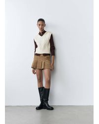 Mango - Cable-Knit Gilet With Hood - Lyst