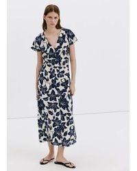 Mango - Side Ruched Floral Dress - Lyst