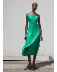 Mango - Geknöpftes Kleid Aus Leinenmischgewebe - Lyst