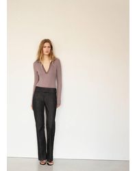 Mango - V-Neck Bodysuit - Lyst