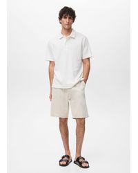 Mango - Structured Knitted Polo Shirt - Lyst