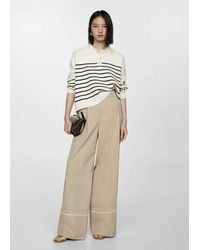 Mango - Buttoned Collar Striped Sweater - Lyst